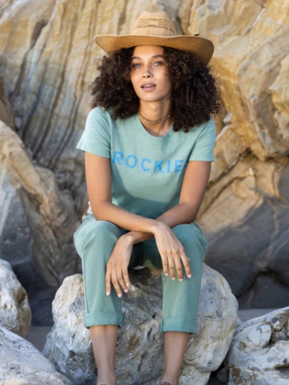 NEW Carve Designs Cassidy Graphic Tee Light Cilantro Rockies Organic Cotton S